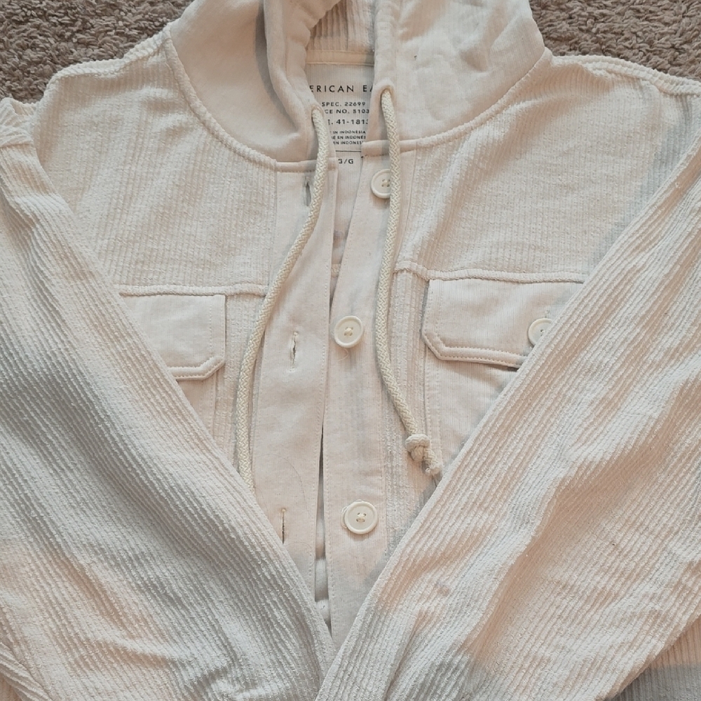 American Eagle Cream Hooded Jacket
